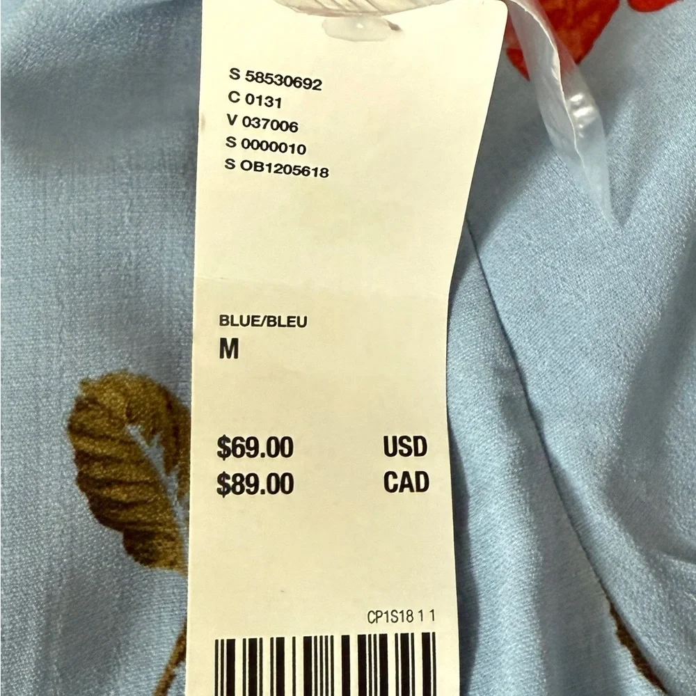 Size medium urban outfitters blue Floral roses Bell Sleeve Romper lace up back - Picture 4 of 7